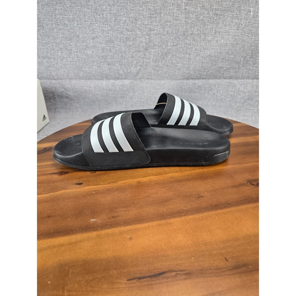 Adidas Adilette Shower Slides Mens 13 Core Black White GZ5922 Cloudfoam Sandals - Picture 8 of 14